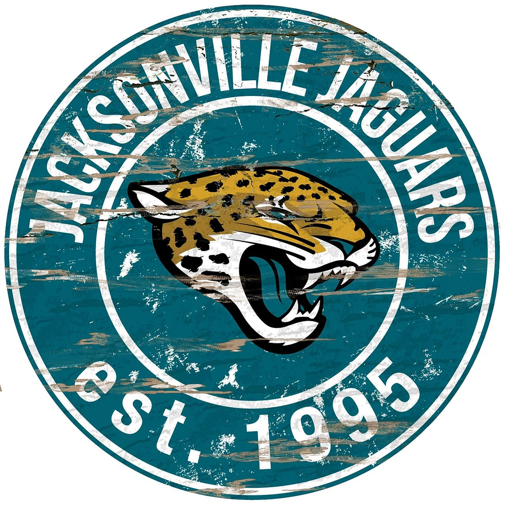 Jacksonville Jaguars 23.5" Distressed Round Sign