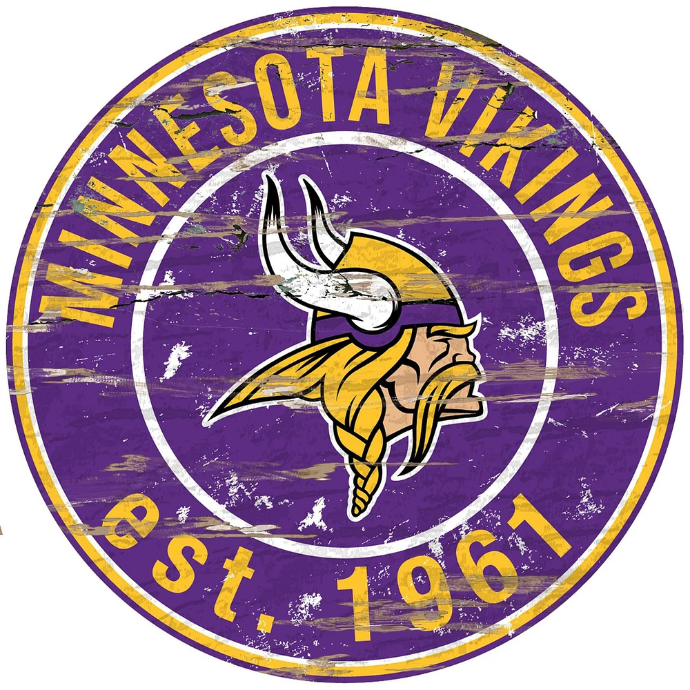 Minnesota Vikings 23.5" Distressed Round Sign