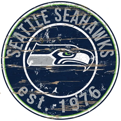 Seattle Seahawks 23.5" Distressed Round Sign