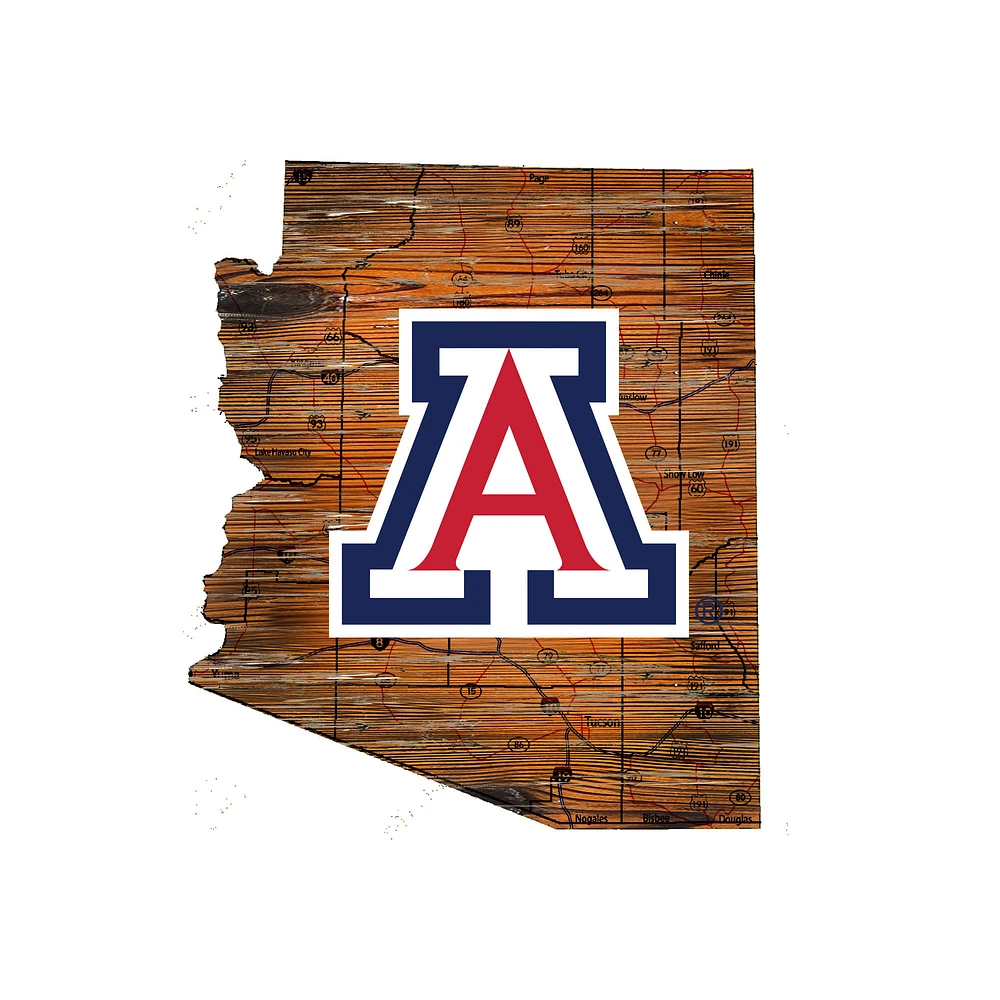 Arizona Wildcats 23.5" x 23.5" Distressed State with Logo Sign