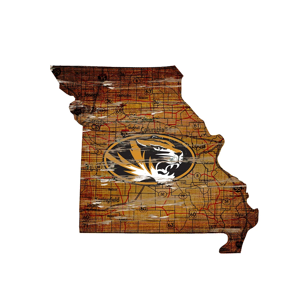 Missouri Tigers 23.5" x 23.5" Distressed State with Logo Sign
