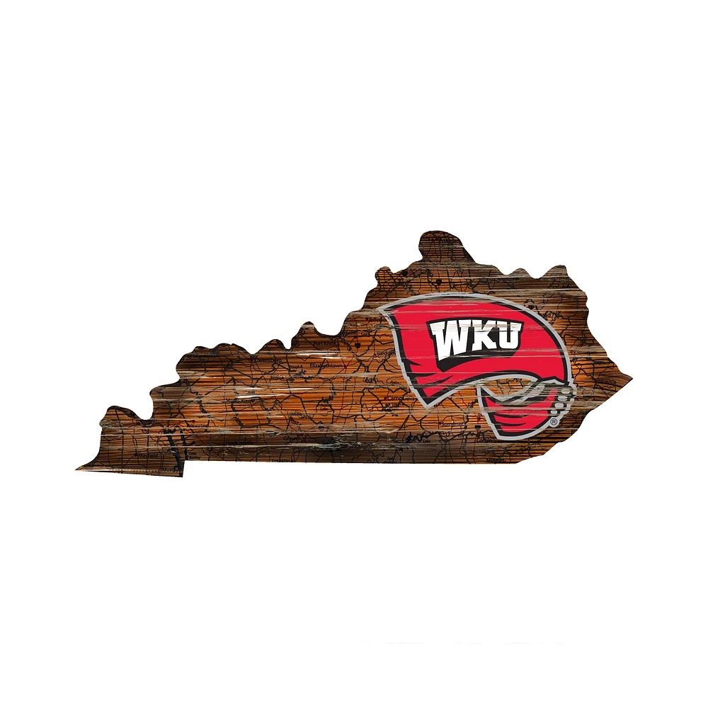 Western Kentucky Hilltoppers 23.5" x 23.5" Distressed State with Logo Sign