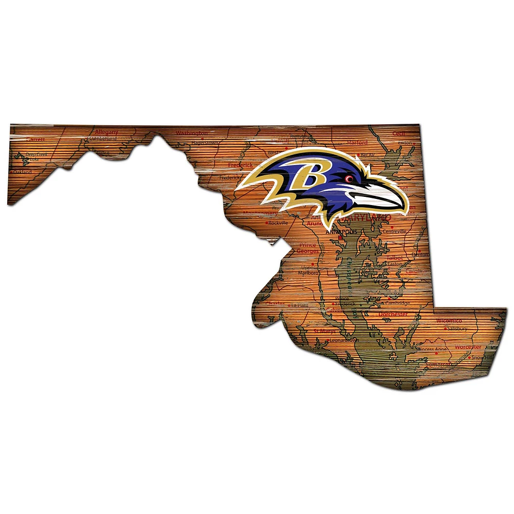 Baltimore Ravens 23.5" x 23.5" Distressed State with Logo Sign