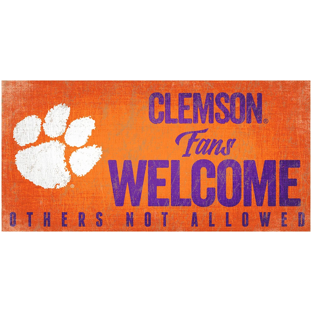 Clemson Tigers 6" x 12" Fans Welcome Sign