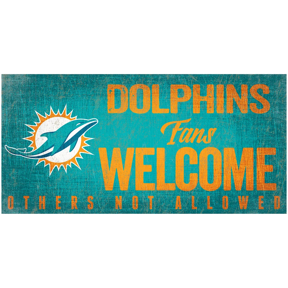 Miami Dolphins 6" x 12" Fans Welcome Sign