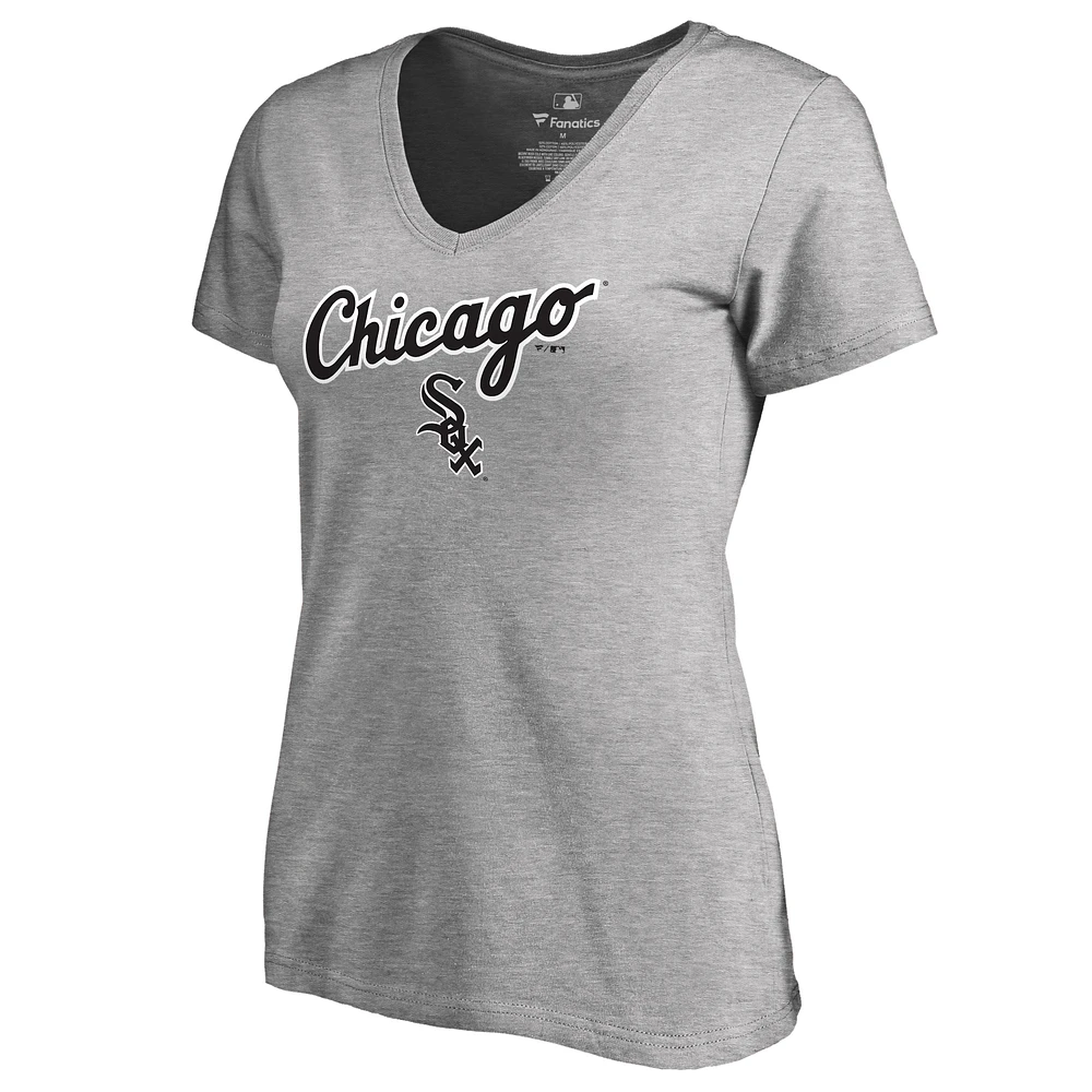 Women's Ash Chicago White Sox Team Lockup T-Shirt