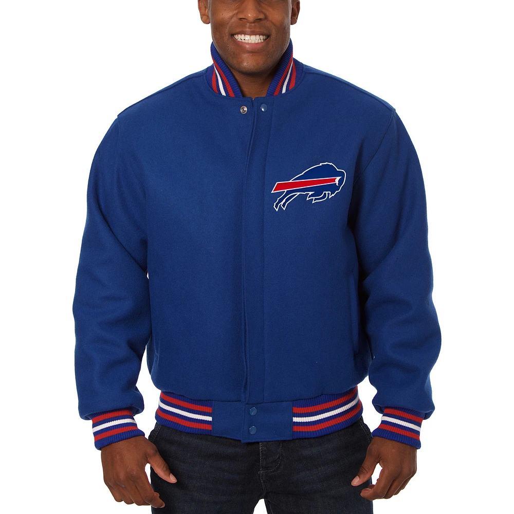 Men's JH Design Royal Buffalo Bills Embroidered Wool Jacket