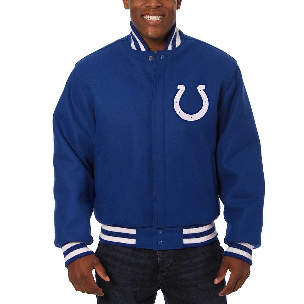 Men's JH Design Royal Indianapolis Colts Embroidered Wool Jacket