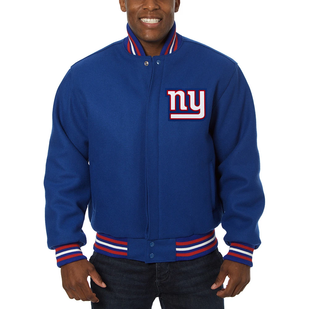 Men's JH Design Royal New York Giants Embroidered Wool Jacket