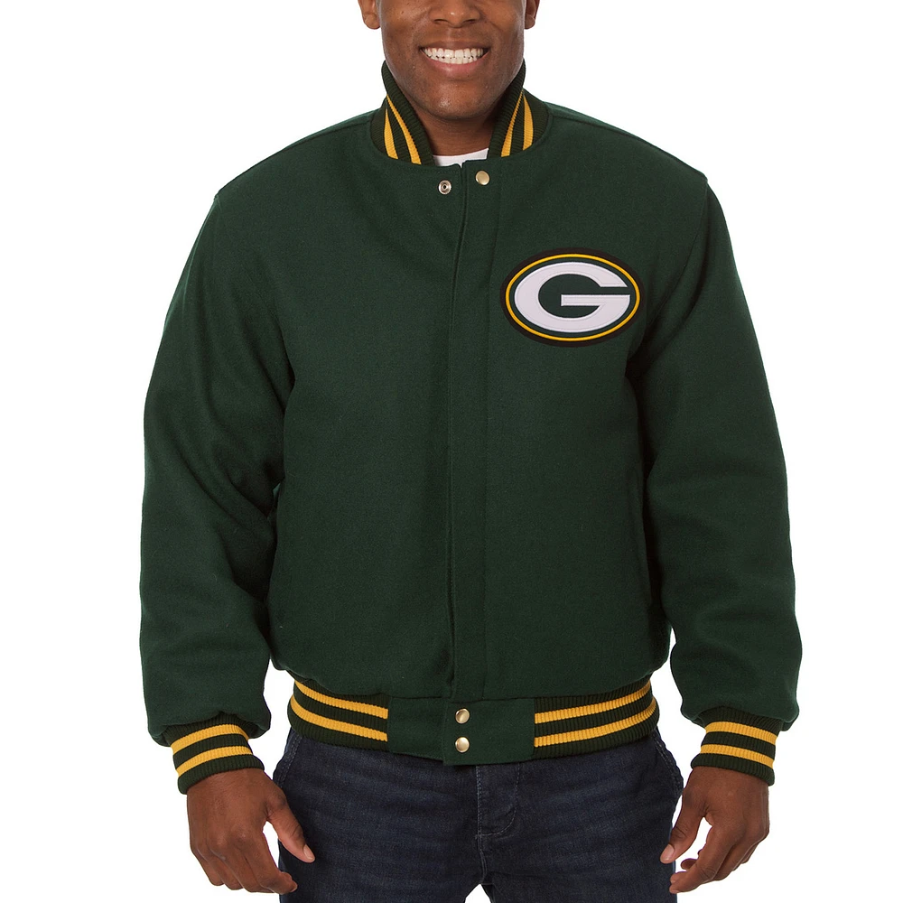 Men's JH Design Green Bay Packers Embroidered Wool Jacket