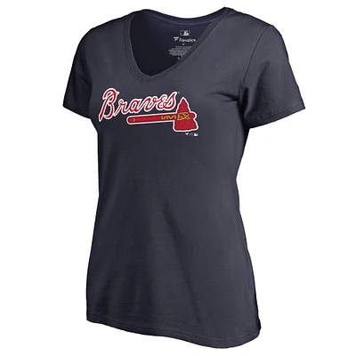 Women's Navy Atlanta Braves Team Wordmark T-Shirt