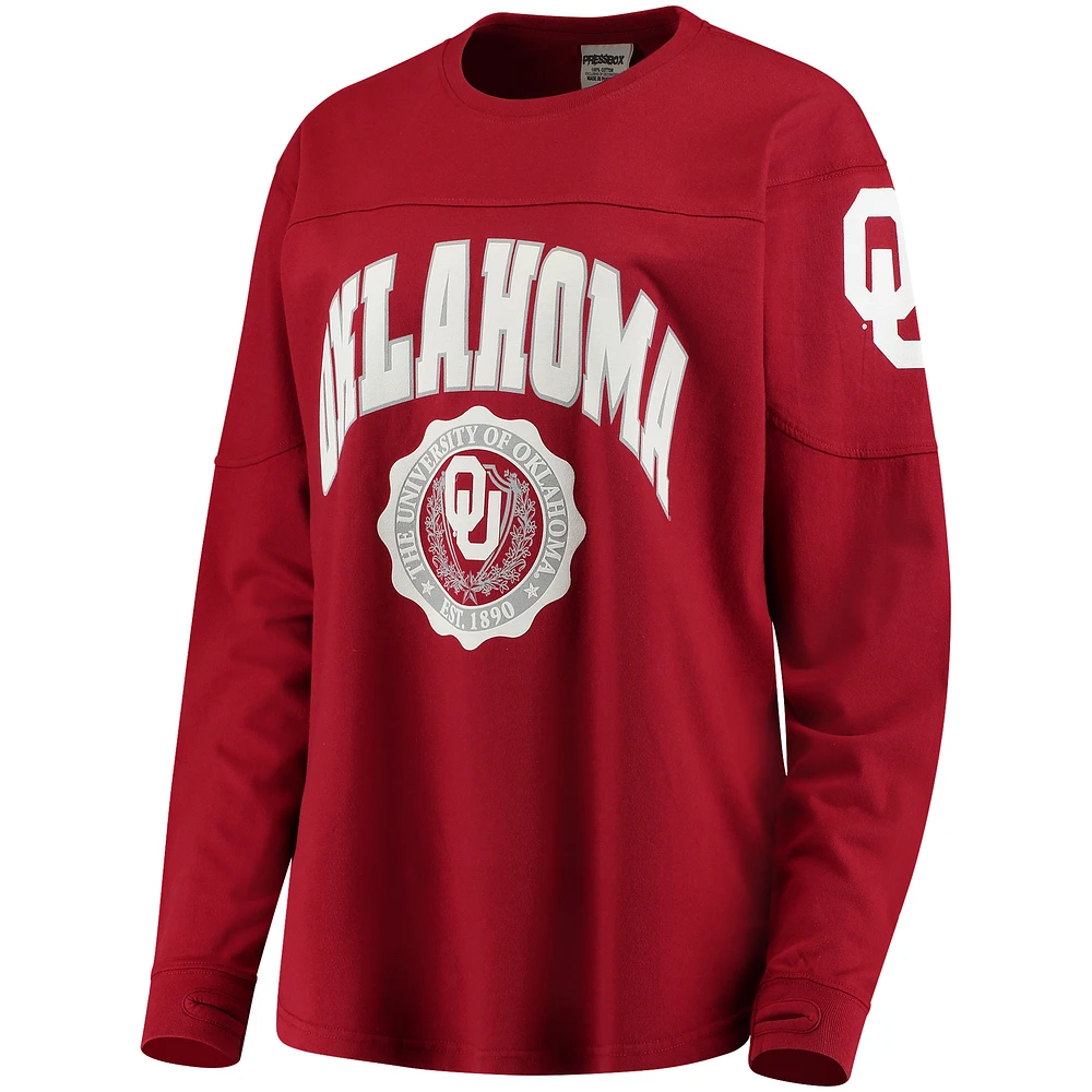 Women's Pressbox Crimson Oklahoma Sooners Edith Long Sleeve Oversized Top