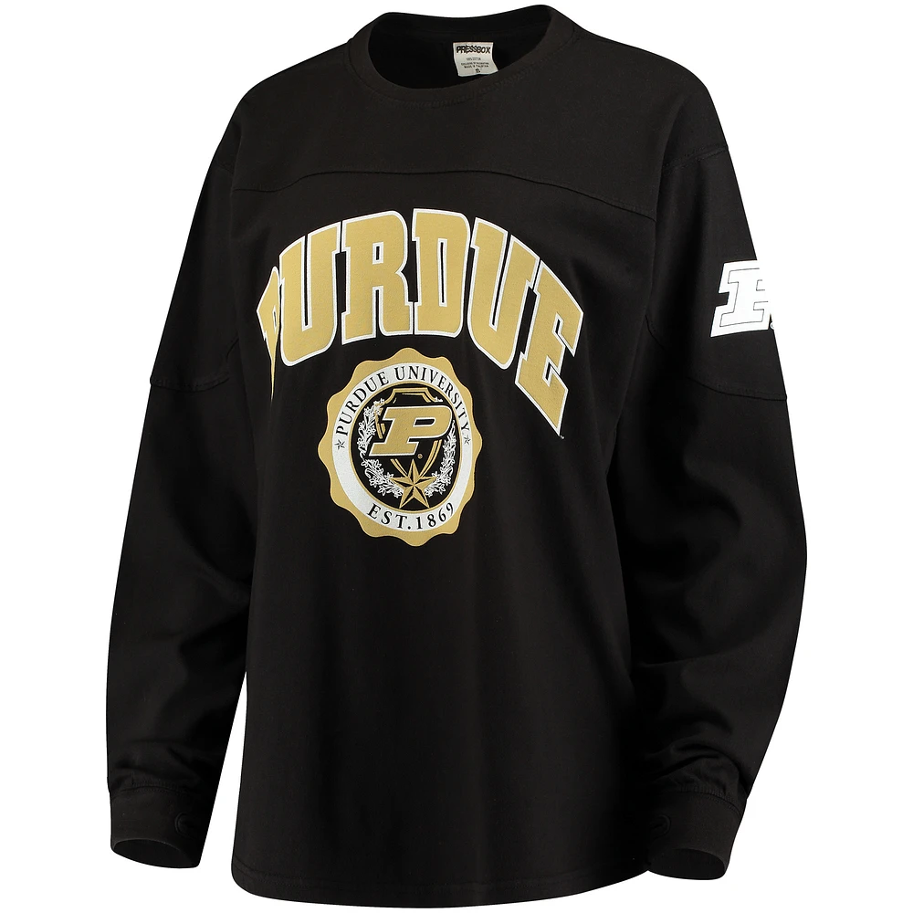 Women's Pressbox Black Purdue Boilermakers Edith Long Sleeve Oversized Top