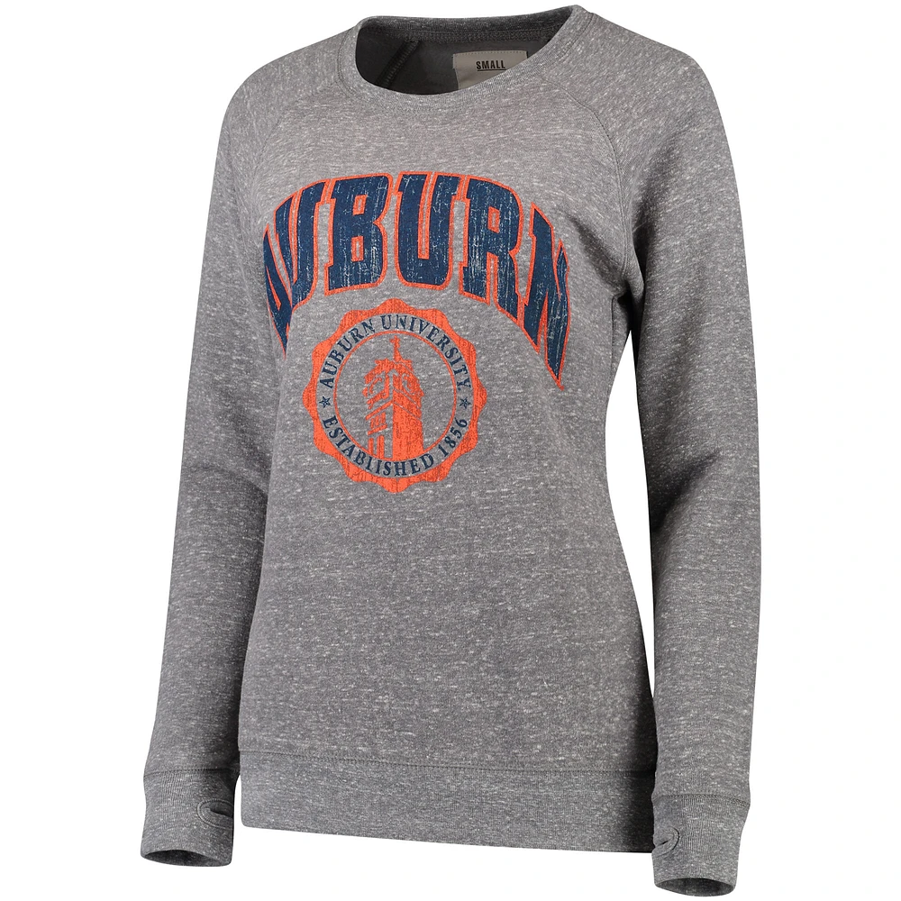 Women's Pressbox Heathered Gray Auburn Tigers Edith Vintage Knobi Pullover Sweatshirt