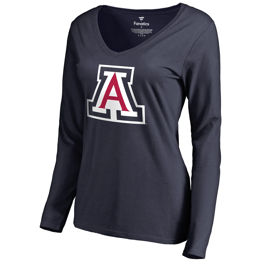 Women's Navy Arizona Wildcats Primary Team Logo Long Sleeve T-Shirt