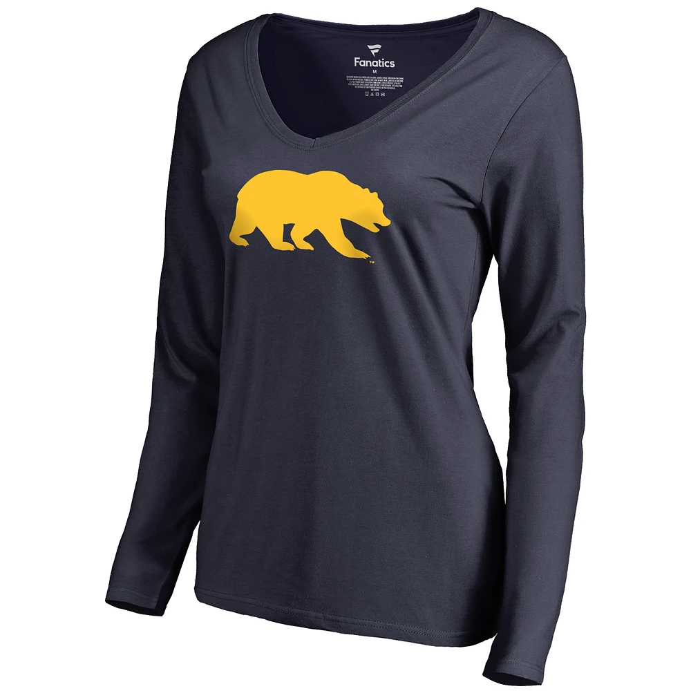 Women's Navy Cal Bears Primary Team Logo Long Sleeve T-Shirt