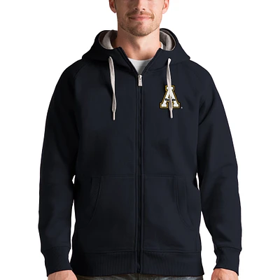Men's Antigua Charcoal Appalachian State Mountaineers Victory Full-Zip Hoodie