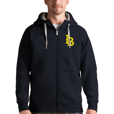 Men's Antigua Charcoal Cal State Long Beach The Victory Full-Zip Hoodie