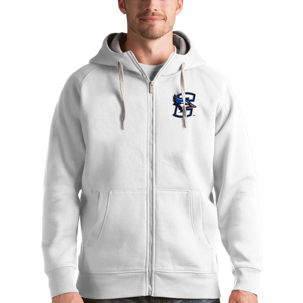 Men's Antigua White Creighton Bluejays Victory Full-Zip Hoodie