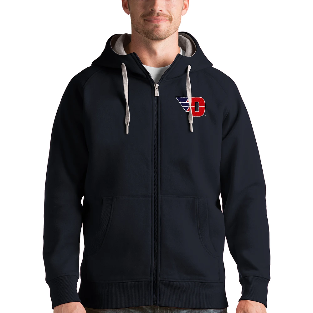 Men's Antigua Charcoal Dayton Flyers Victory Full-Zip Hoodie