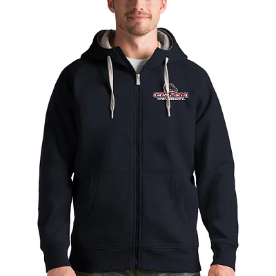 Men's Antigua Charcoal Gonzaga Bulldogs Victory Full-Zip Hoodie