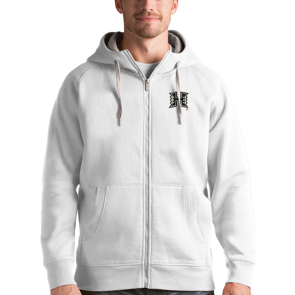 Men's Antigua White Hawaii Warriors Victory Full-Zip Hoodie