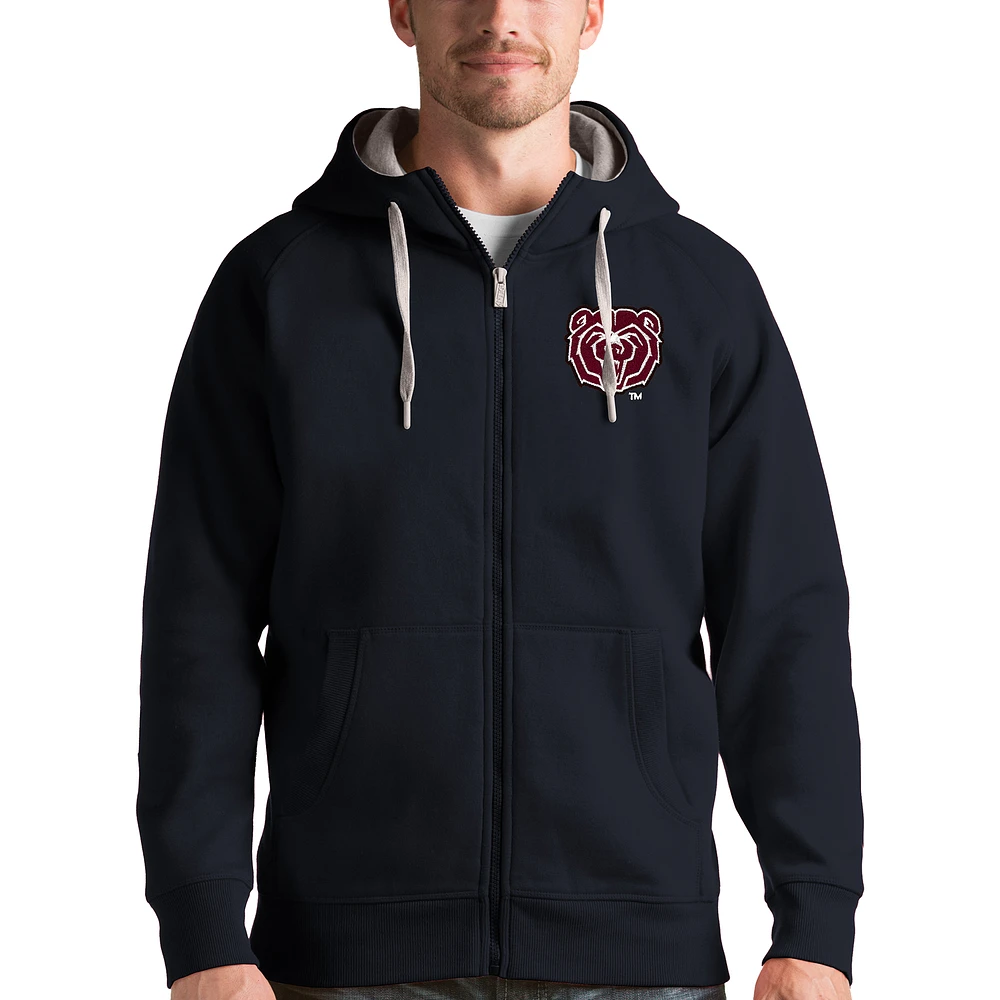 Men's Antigua Charcoal Missouri State University Bears Victory Full-Zip Hoodie