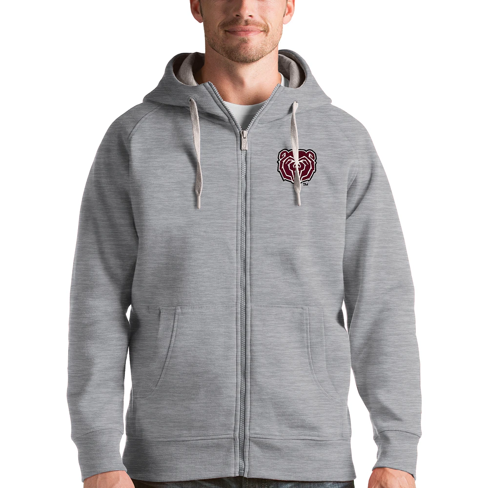 Men's Antigua Gray Missouri State University Bears Victory Full-Zip Hoodie