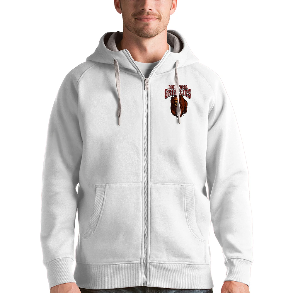 Men's Antigua White Montana Grizzlies Victory Full-Zip Hoodie