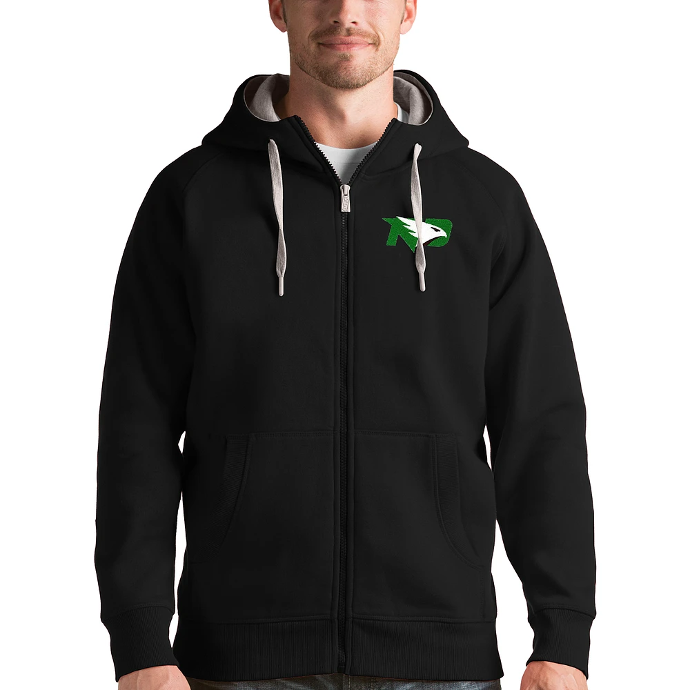 Men's Antigua Black North Dakota Victory Full-Zip Hoodie