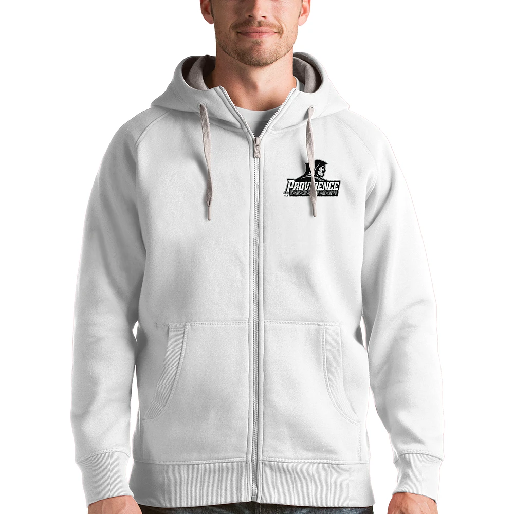 Men's Antigua White Providence Friars Victory Full-Zip Hoodie