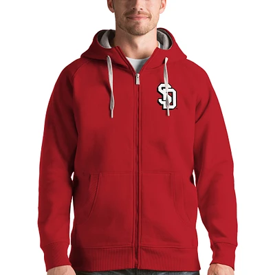 Men's Antigua Red South Dakota Coyotes Victory Full-Zip Hoodie