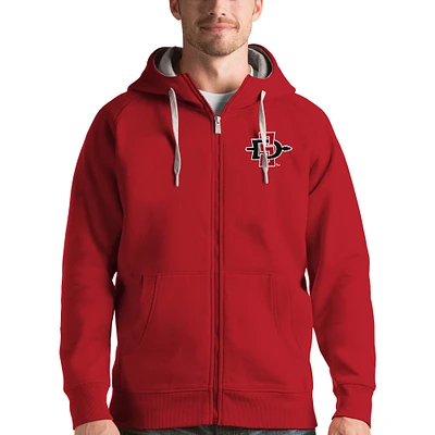 Men's Antigua Cardinal San Diego State Aztecs Victory Full-Zip Hoodie