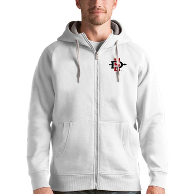 Men's Antigua White San Diego State Aztecs Victory Full-Zip Hoodie