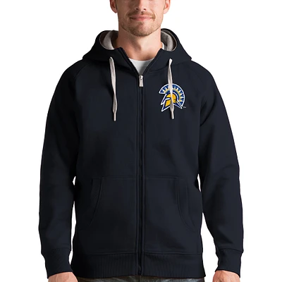 Men's Antigua Charcoal San Jose State Spartans Victory Full-Zip Hoodie