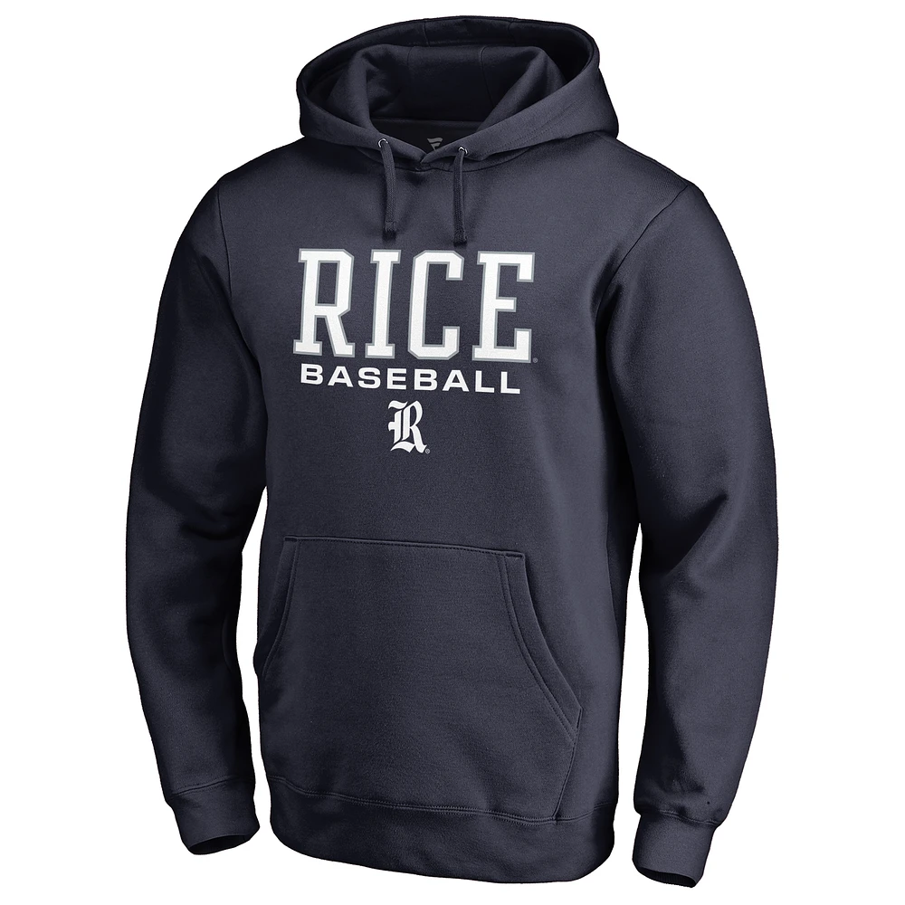 Men's Navy Rice Owls Team Unity Baseball Pullover Hoodie