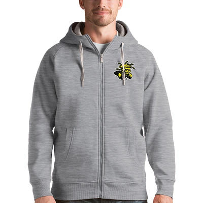 Men's Antigua Gray Wichita State Shockers Victory Full-Zip Hoodie