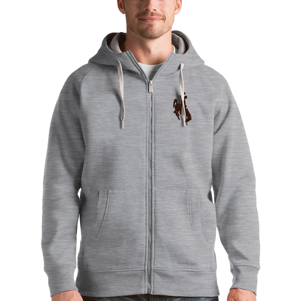 Men's Antigua Wyoming Cowboys Victory Full-Zip Hoodie