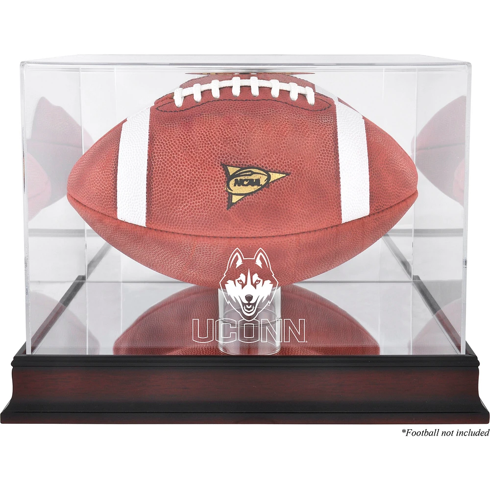 UConn Huskies Mahogany Base Logo Football Display Case with Mirror Back