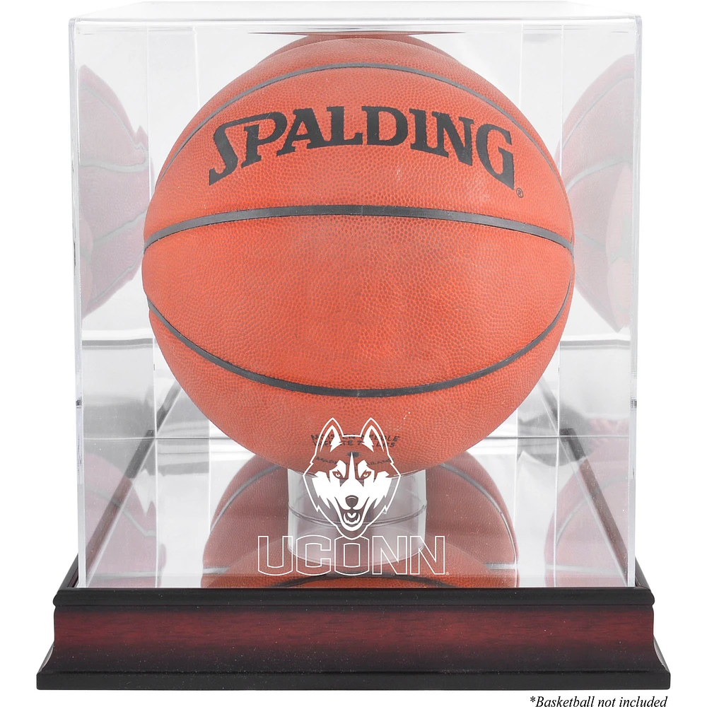 UConn Huskies Mahogany Base Logo Basketball Display Case with Mirror Back