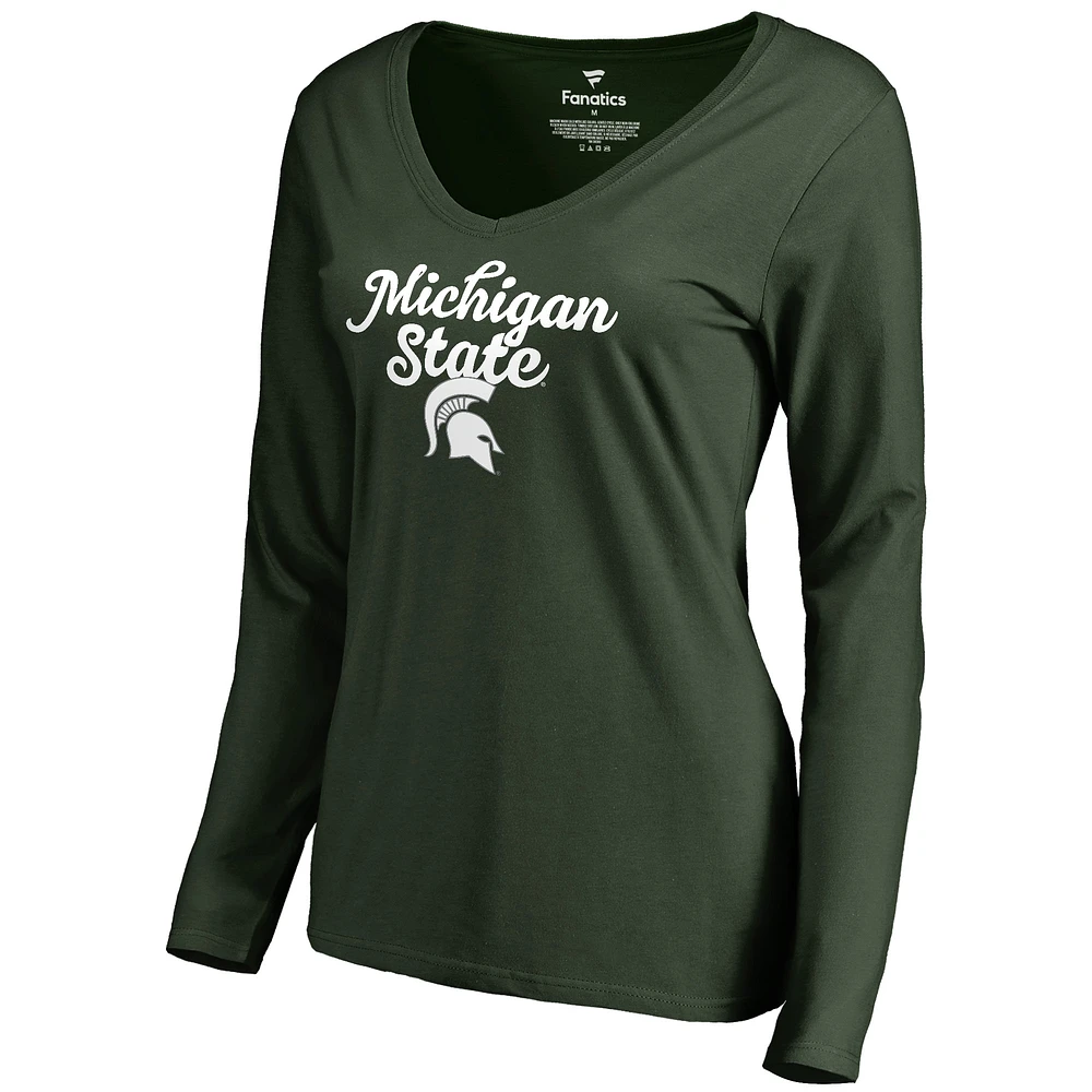 Women's Green Michigan State Spartans Freehand Long Sleeve T-Shirt