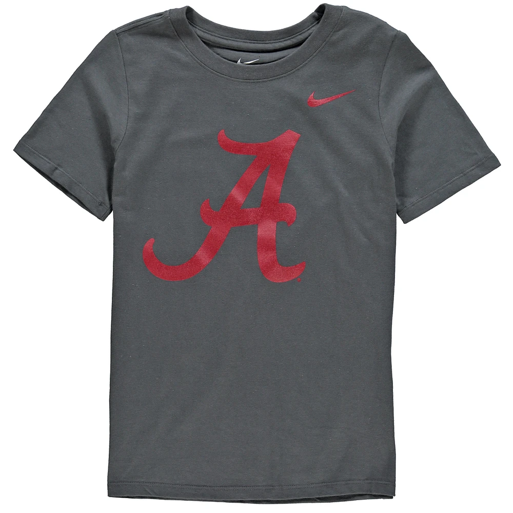 Youth Nike Anthracite Alabama Crimson Tide Cotton Logo T-Shirt