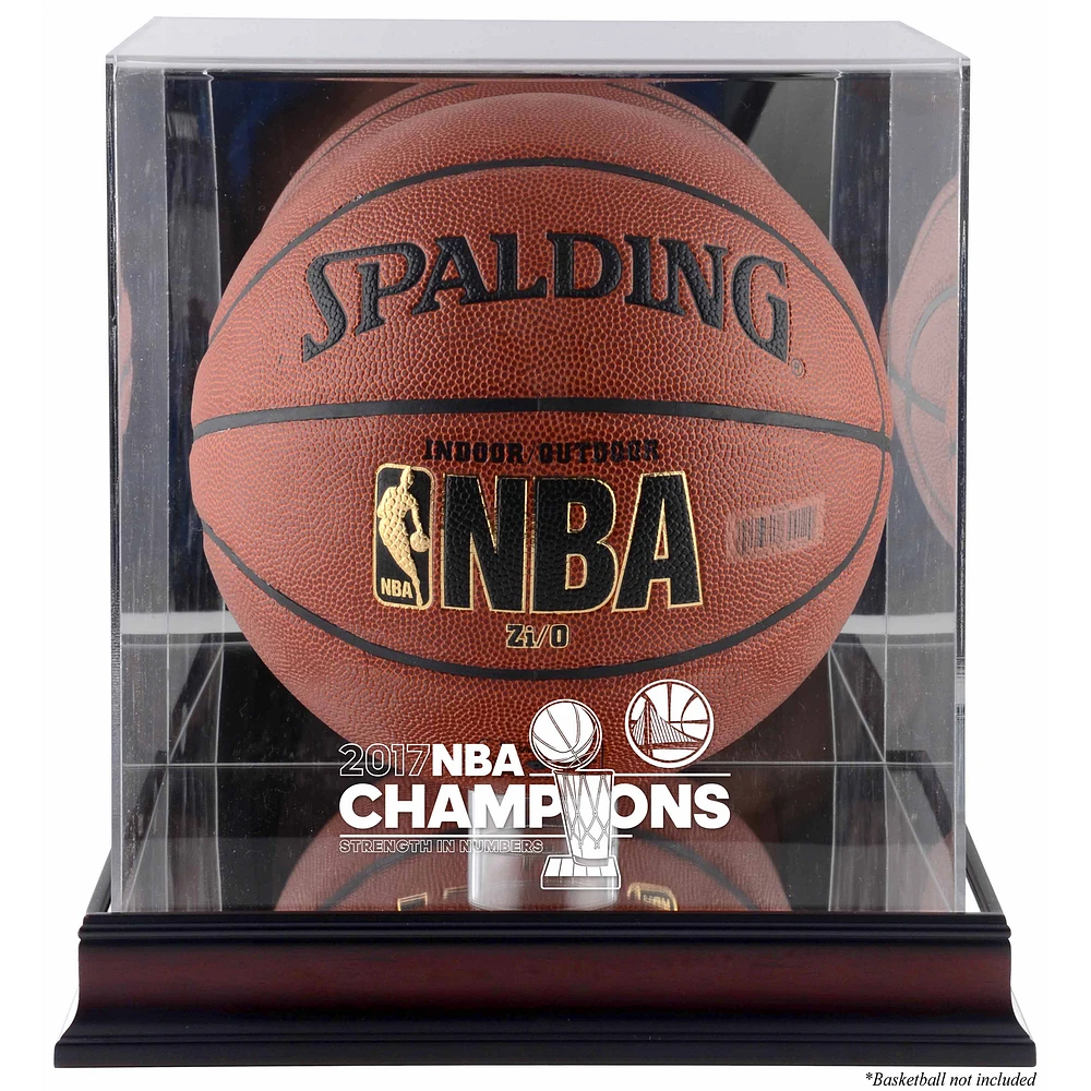 Golden State Warriors 2017 NBA Finals Champions Logo Mahogany Basketball Display Case with Mirrored Back