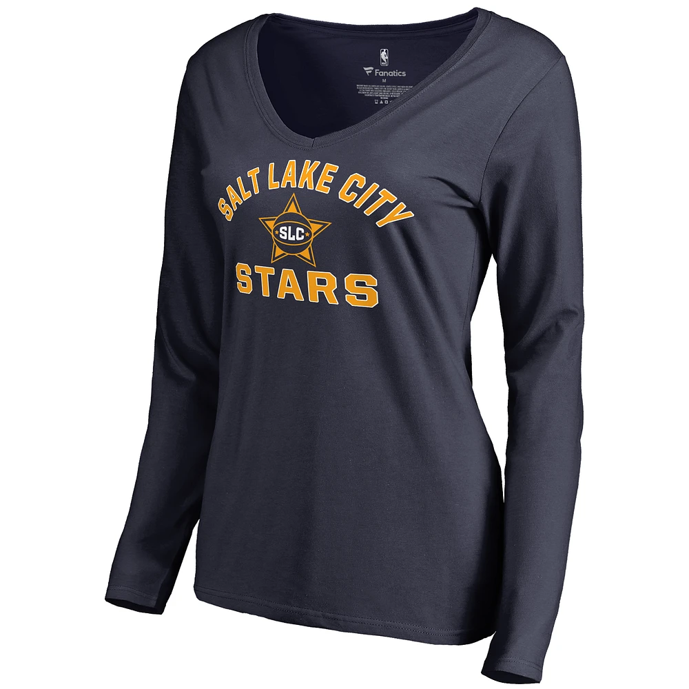 Women's Navy Salt Lake City Stars Overtime Long Sleeve V-Neck T-Shirt
