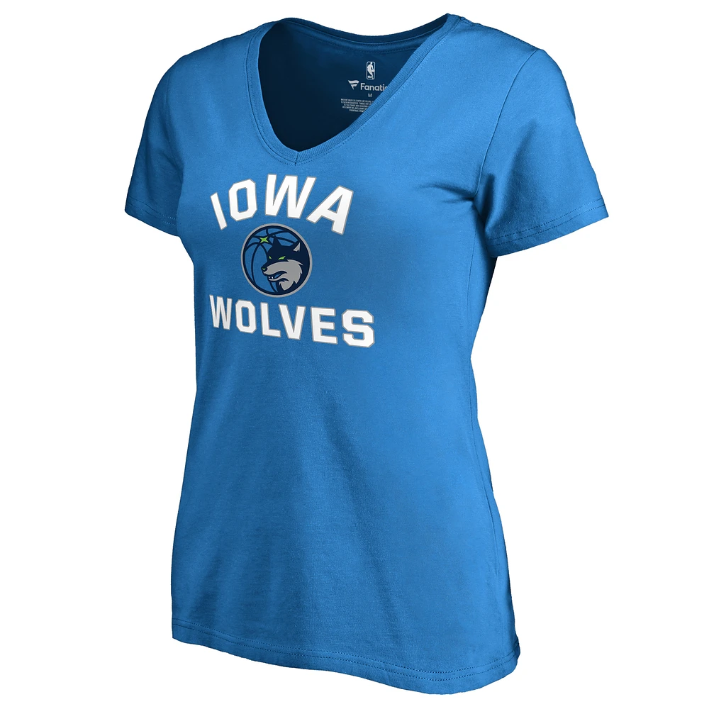 Women's Blue Iowa Wolves Overtime V-Neck T-Shirt