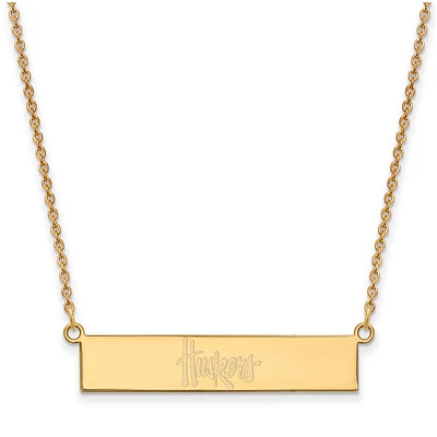 Women's Nebraska Huskers Gold Plated Small Bar Necklace