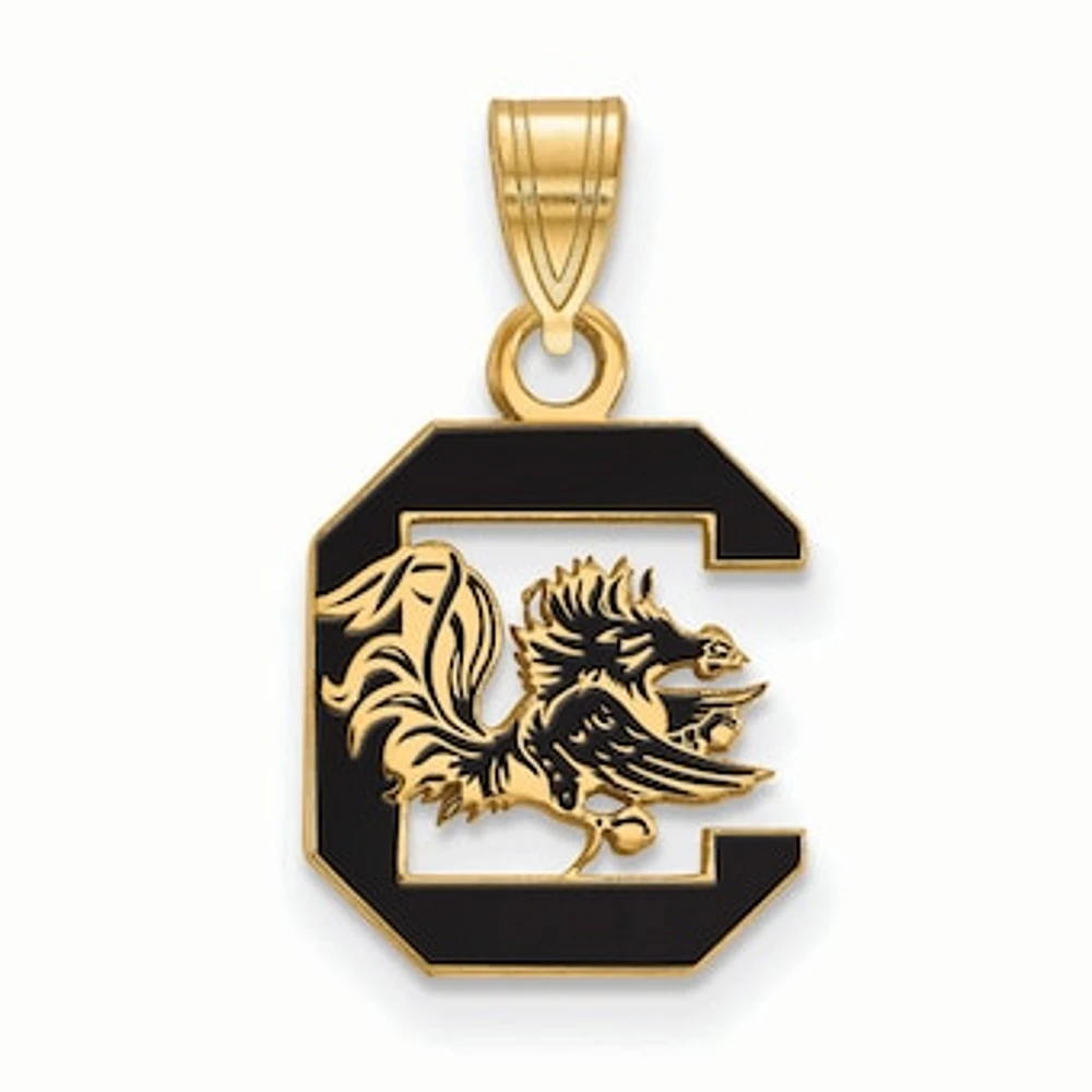 Women's South Carolina Gamecocks Gold Plated Small Enamel Pendant