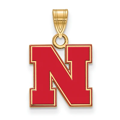 Women's Nebraska Huskers Gold Plated Small Enamel Pendant