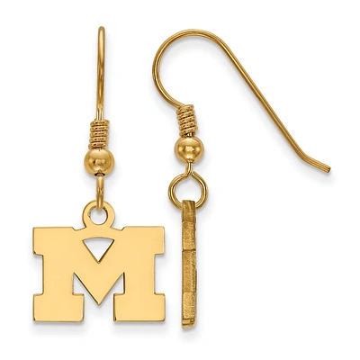 Women's Michigan Wolverines Gold Plated XS Dangle Earrings