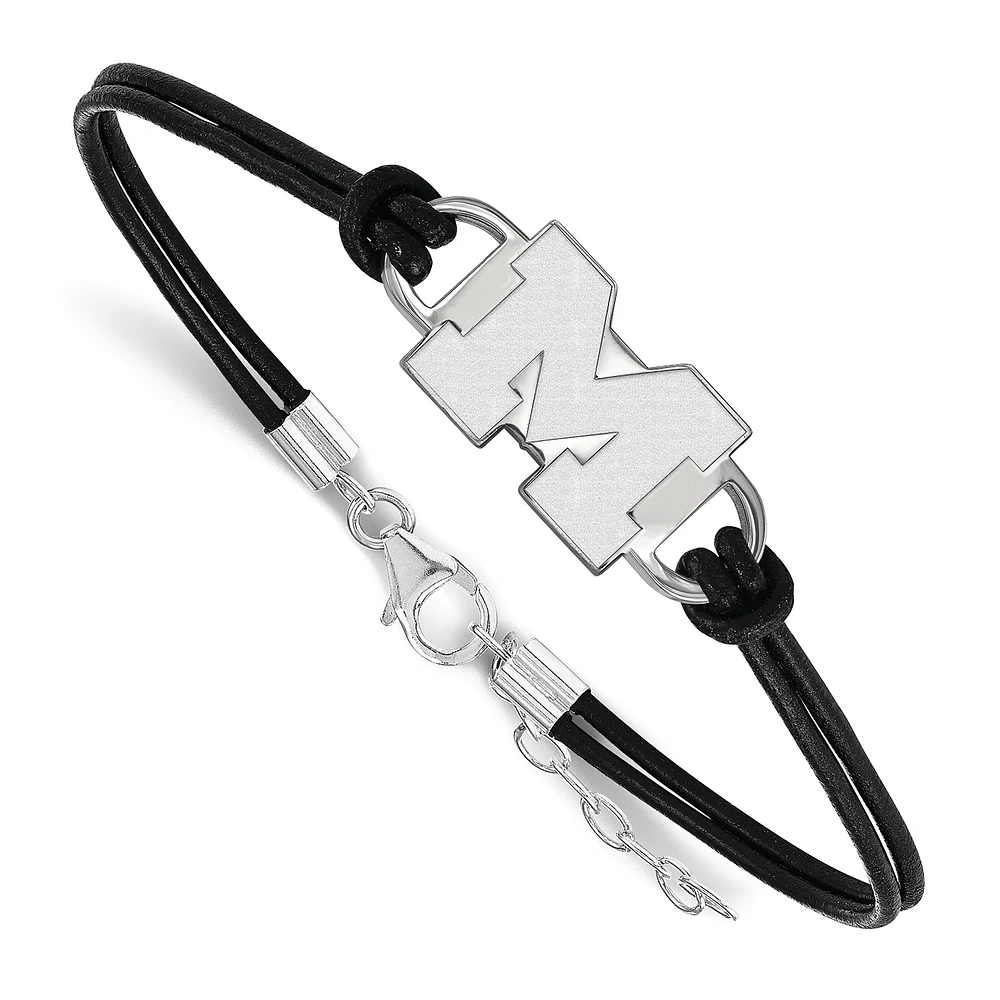 Women's Michigan Wolverines Sterling Silver Leather Bracelet